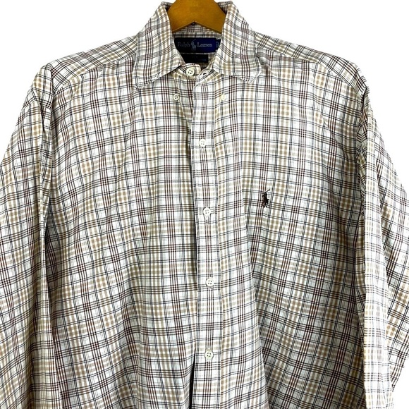 Ralph Lauren Blue Label Other - Ralph Lauren Blue Label Mens Dress Shirt SZ M Blake 100% Two-Ply Cotton Brown